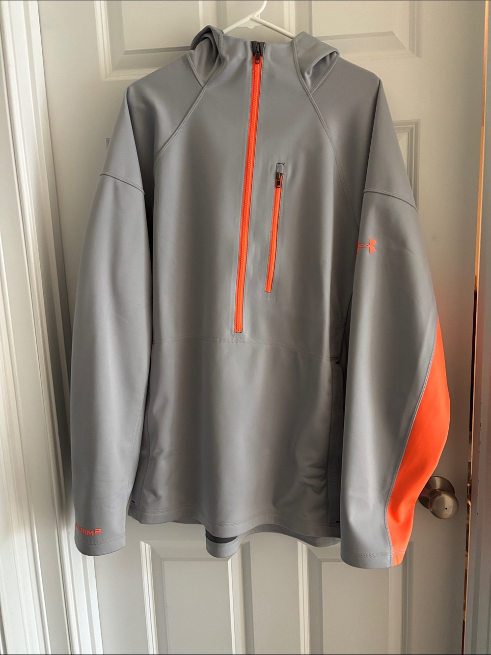 Under Armour Gray Performance Hoodie with Orange Accents